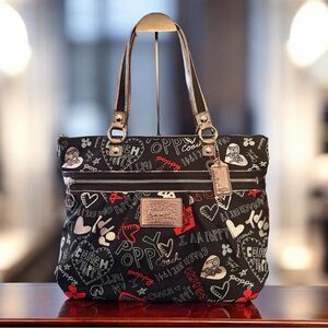 Coach Poppy Large Graffiti Print Glam Tote